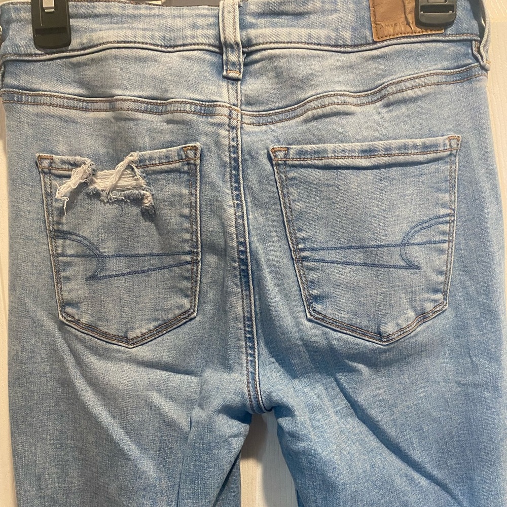 American Eagle High Rise Skinny Kick Blue Jeans